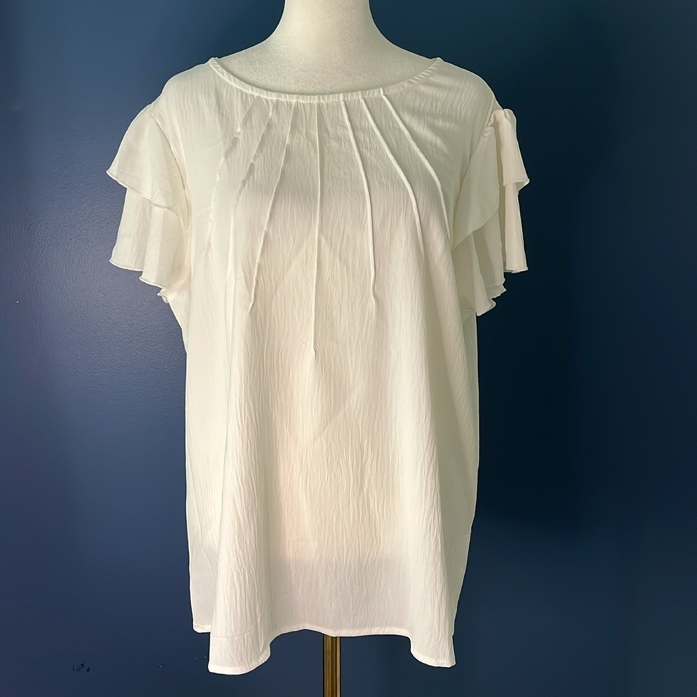 Blooming Jelly-dress for yourself, creamy white crepe top, XL, poly/spandex, NWT